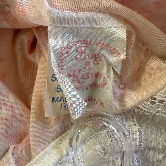 Vintage Hugs and Kisses Baby Girl Pink Dress Size 24 Months White Bib Collar - Picture 2 of 14